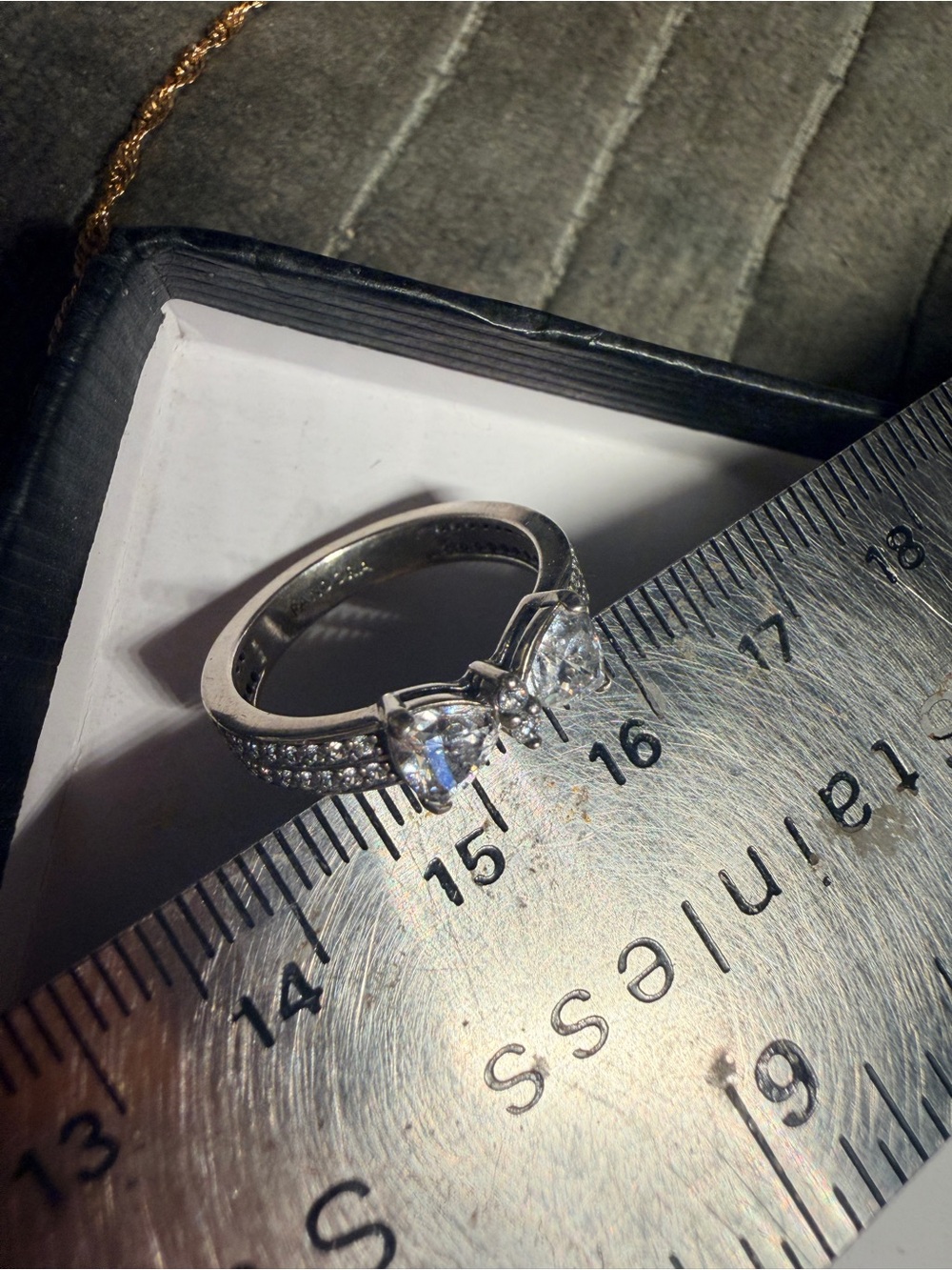 Pandora Silver Double Stone Pavé Ring with Clear Stones - Picture 5 of 5